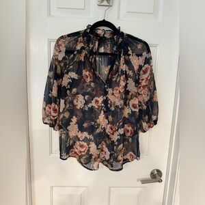 Sheer floral print blouse size S